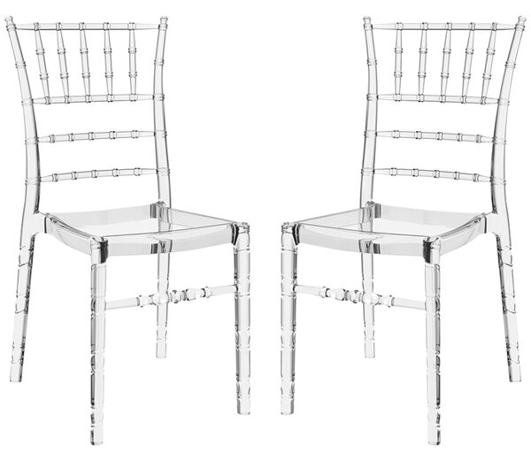 Calhoun Clear Transparent Polycarbonate Side Dining Chairs In Pair