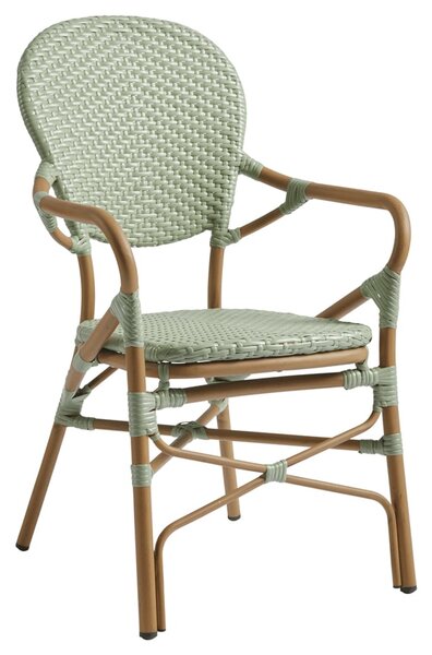 Edinburg Rattan Garden Armchair With Wooden Frame In Pastel Green
