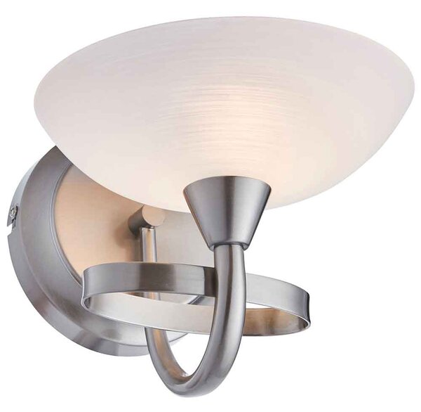 Auburn Glass Wall Light With Steel Frame In Satin Chrome