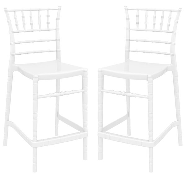 Calhoun Glossy White Polycarbonate Bistro Stools In Pair