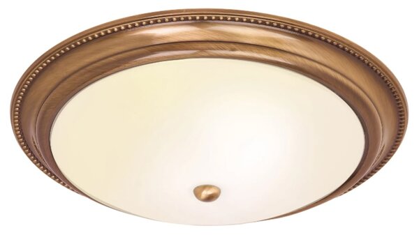 Abbeville Glass Flush Ceiling Light In Antique Brass