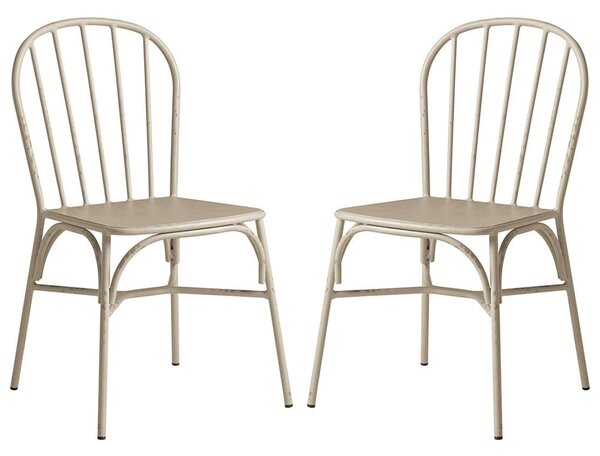 Frisco Retro White Metal Garden Side Chairs In Pair