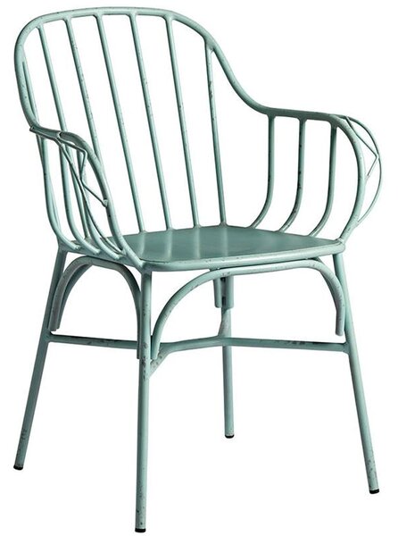Frisco Metal Garden Armchair In Retro Light Blue