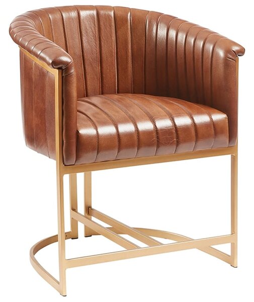 Medinah Genuine Leather Armchair In Pecan Brown
