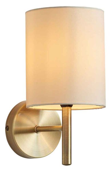 Alva Glass Wall Light With Steel Frame In Antique Brass