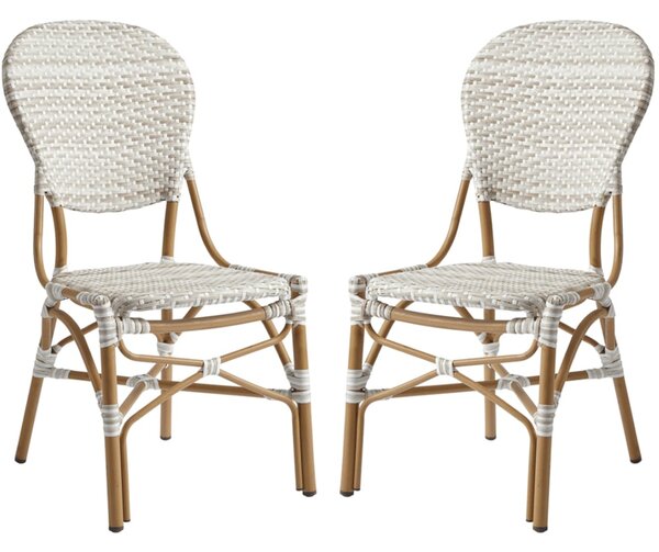 Edinburg Natural Rattan Bar Chairs With Wooden Frame In Pair