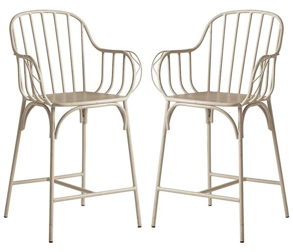 Frisco Retro White Metal Bar Stools In Pair