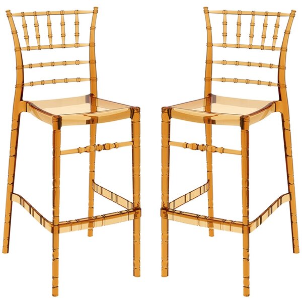 Calhoun Amber Transparent Polycarbonate Bar Stools In Pair