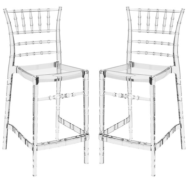 Calhoun Clear Transparent Polycarbonate Bar Stools In Pair