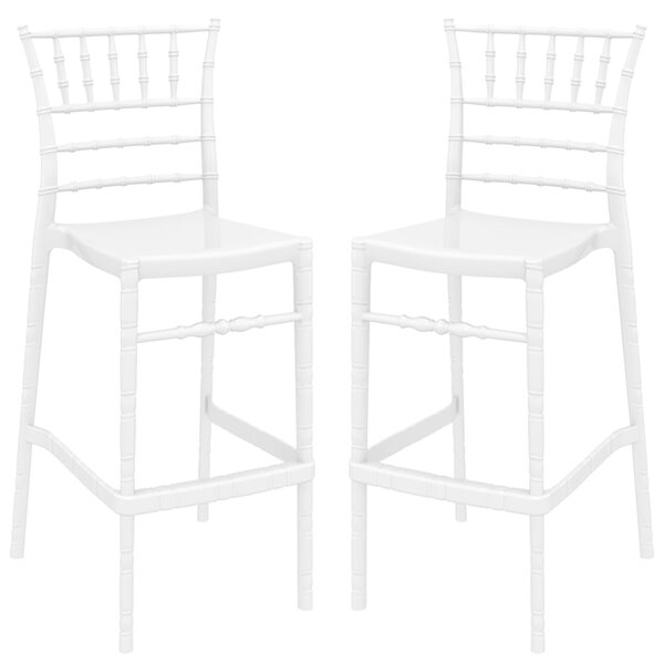 Calhoun Glossy White Polycarbonate Bar Stools In Pair