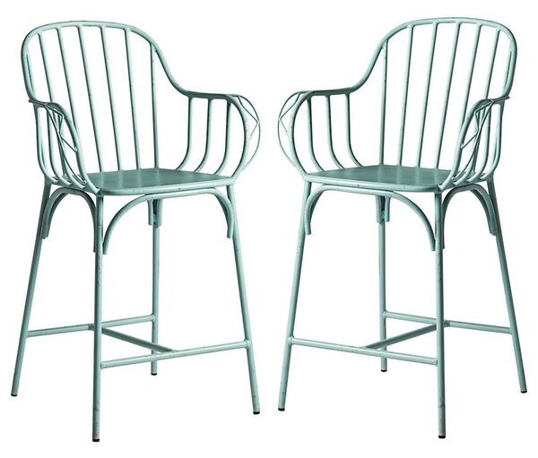 Frisco Retro Light Blue Metal Bar Stools In Pair