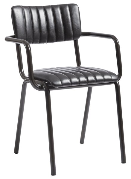 Toulouse Faux Leather Stacking Armchair In Vintage Black