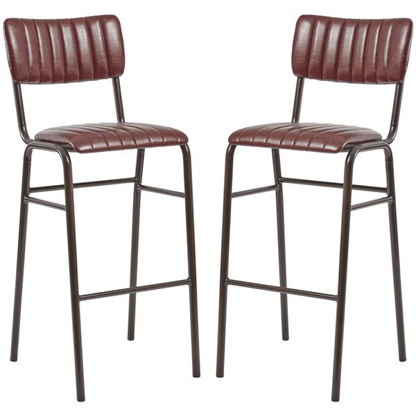 Toulouse Vintage Red Faux Leather Bar Stools In Pair