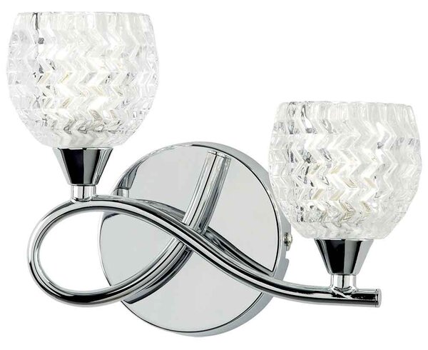 Barco Glass 2 Wall Light With Steel Frame In Chrome