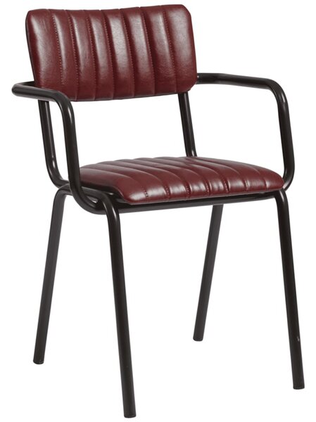 Toulouse Faux Leather Stacking Armchair In Vintage Red
