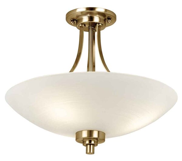 Augusta Glass Semi Flush Ceiling Light In Antique Brass