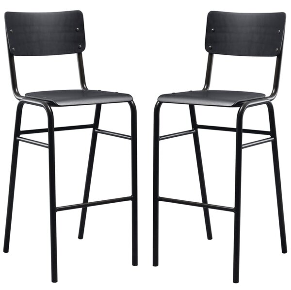 Toulouse Black Wooden Stacking Bar Stools In Pair