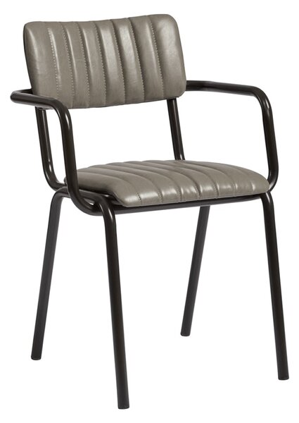 Toulouse Faux Leather Stacking Armchair In Vintage Dark Grey