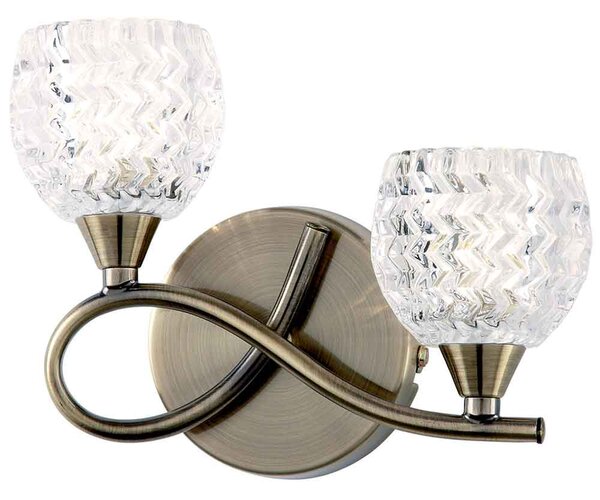 Barco Glass 2 Wall Light With Steel Frame In Antique Brass
