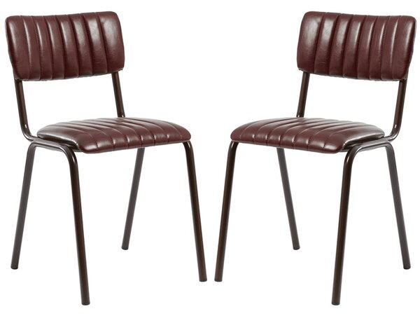 Toulouse Vintage Red Faux Leather Stacking Bar Chairs In Pair