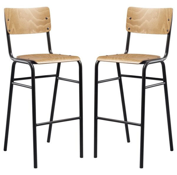 Toulouse Oak Wooden Stacking Bar Stools In Pair