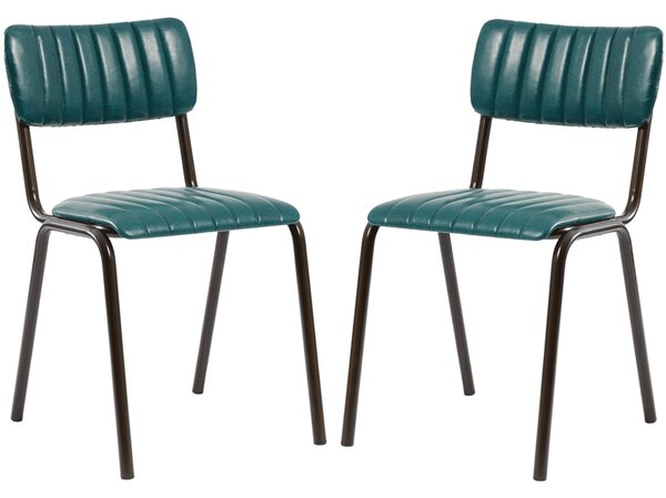 Toulouse Vintage Teal Faux Leather Stacking Bar Chairs In Pair