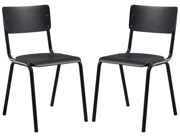Toulouse Black Wooden Stacking Bar Chairs In Pair