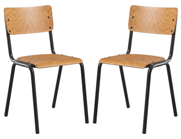 Toulouse Oak Wooden Stacking Bar Chairs In Pair