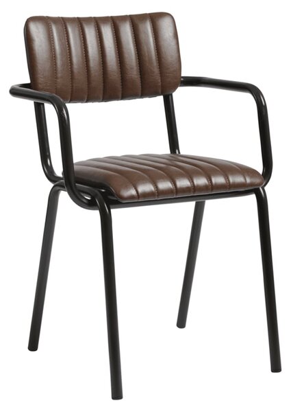 Toulouse Faux Leather Stacking Armchair In Vintage Brown