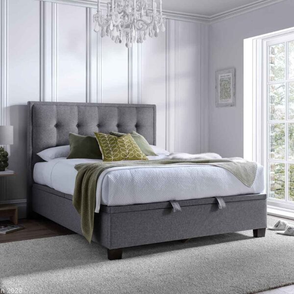 Fairfax Fabric Ottoman Storage Double Bed In Marbella Grey