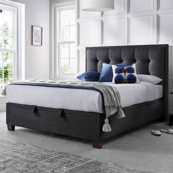 Fairfax Fabric Ottoman Storage Double Bed In Pendle Slate