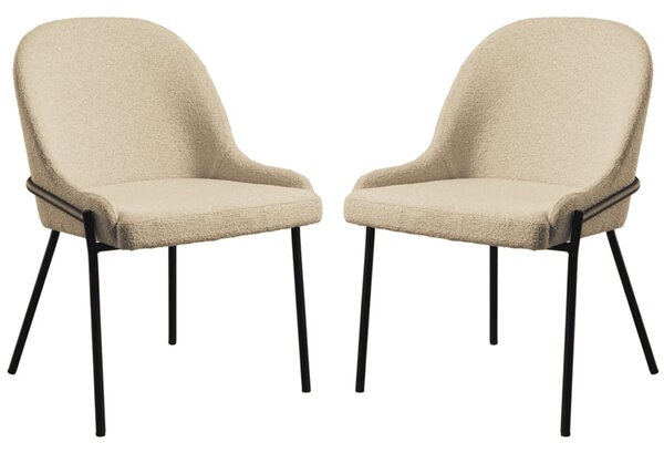Wayne Natural Fabric Side Dining Chairs In Pair