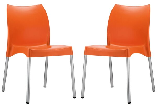 Vienna Orange Polypropylene Dining Chairs In Pair