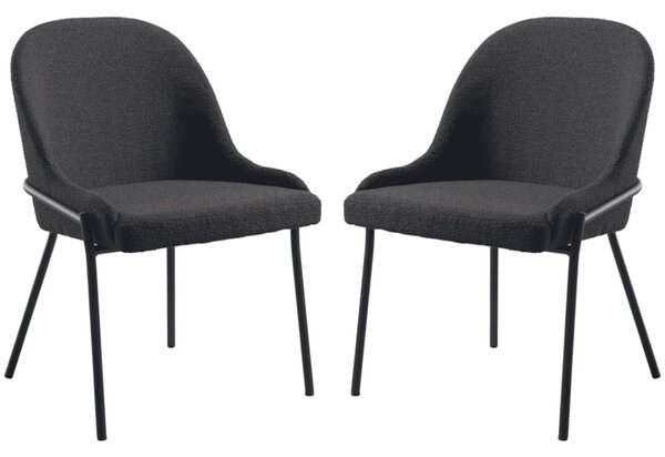Wayne Dark Grey Fabric Side Dining Chairs In Pair