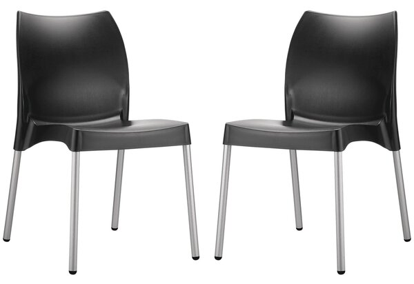 Vienna Black Polypropylene Dining Chairs In Pair