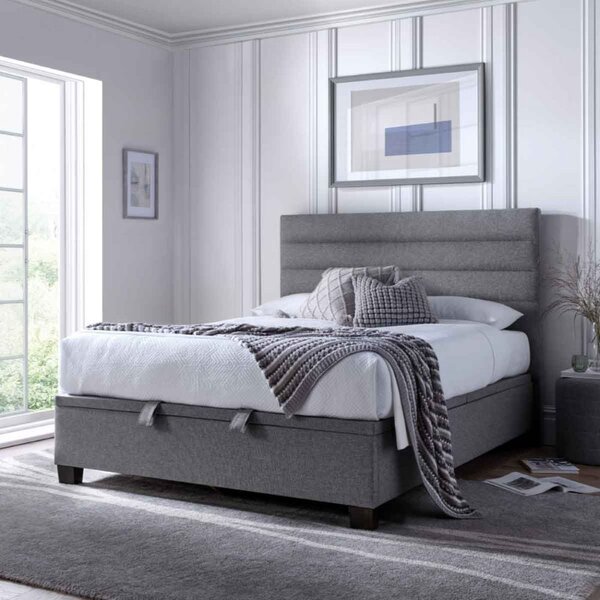 Ames Fabric Ottoman Storage Double Bed In Marbella Grey