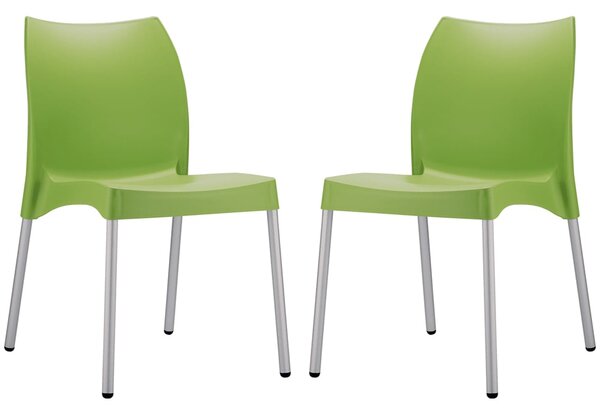 Vienna Mint Green Polypropylene Dining Chairs In Pair