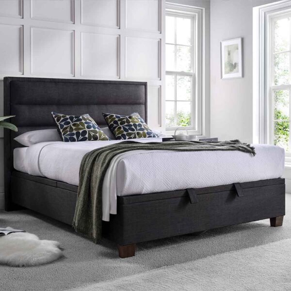 Kahului Fabric Ottoman Storage Double Bed In Pendle Slate