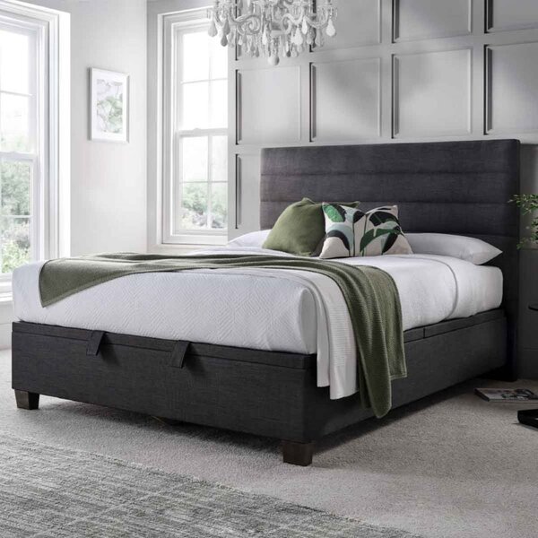 Ames Fabric Ottoman Storage Double Bed In Pendle Slate