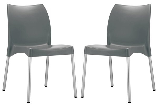 Vienna Dark Grey Polypropylene Dining Chairs In Pair