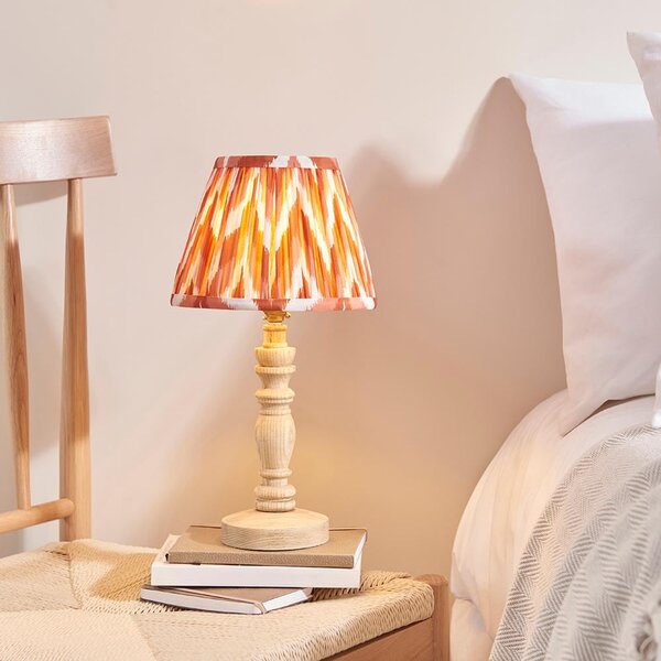 Zapopan Apricot Orange 20cm Shade Wood Table Lamp In Natural Ash