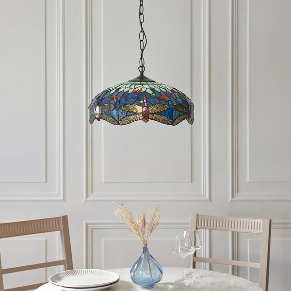 Dearborn Tiffany Glass 3 Pendant Light In Multicolour