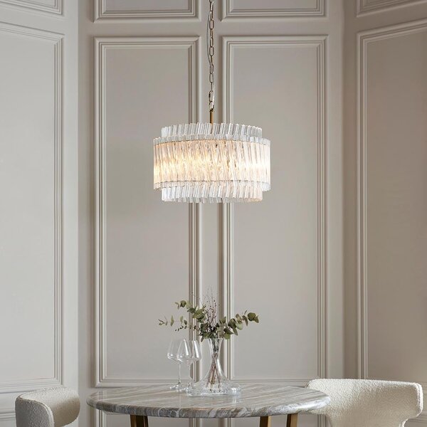 Bemidji 3 Light Clear Glass Pendant Light In Brushed Aged Brass