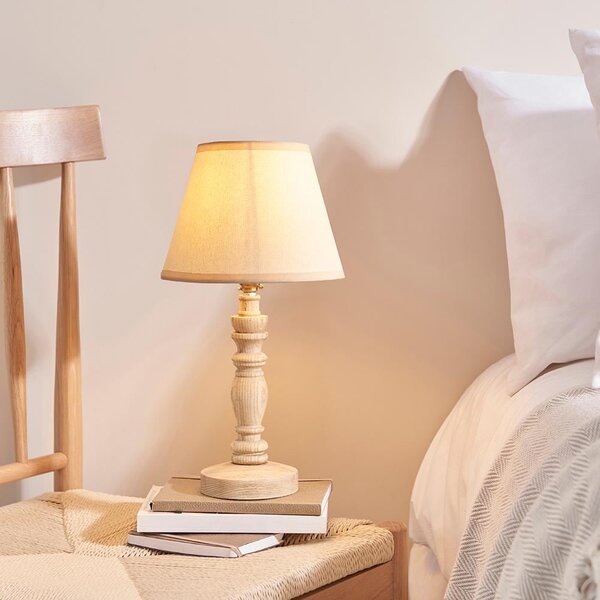Lenoir Garden Green 16cm Shade Wood Table Lamp In Pink Clay