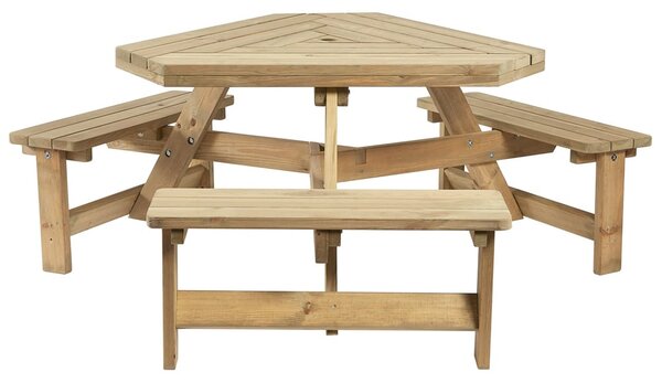 Willmar Wooden Outdoor Picnic Table In Natural