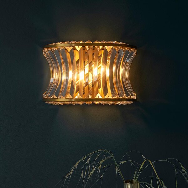 Bastrop Crystal Glass Wall Light In Brushed Brass