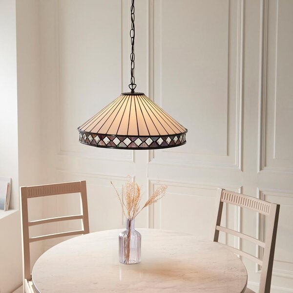 Flint Large Tiffany Glass Pendant Light In Multicolour