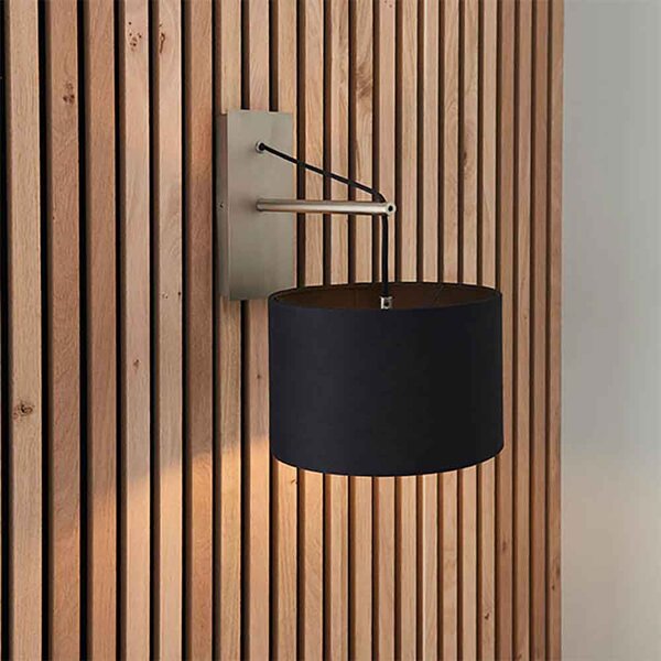Alexandria Black Fabric Shade Wall Light With Matt Nickel Frame