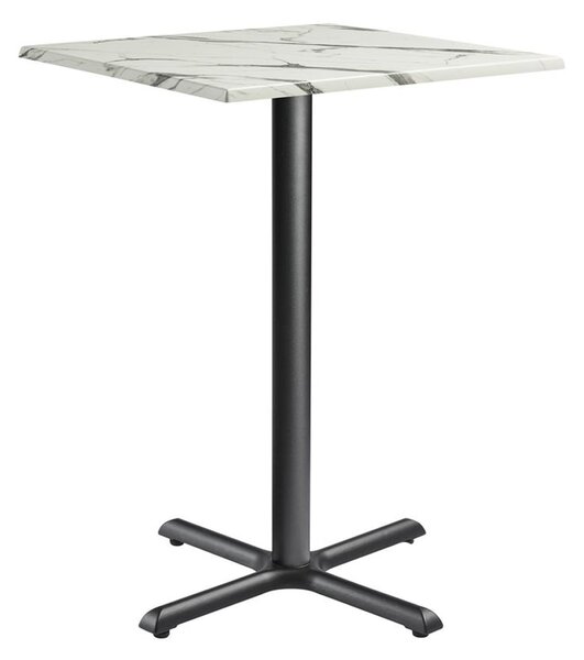 Fernie 70cm Wooden Square Bar Table In Carrara Marble Effect