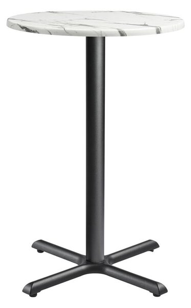 Fernie 70cm Wooden Round Bar Table In Carrara Marble Effect